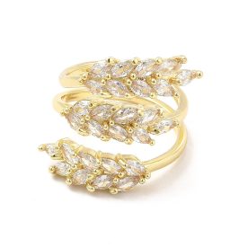 18K Aranyozott Cirkónia Strasszos Levél Gyűrű