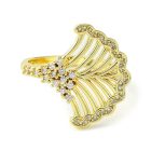 16K Aranyozott Cirkónia Strasszos Levél Gyűrű