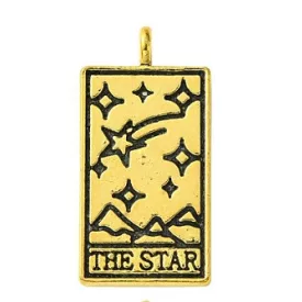   Arany Színű The Star Csillag (11) Tarot Kártya Medál 26x13mm