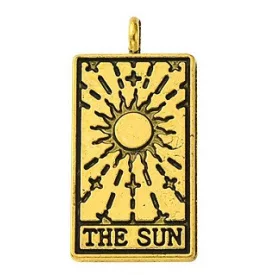 Arany Színű The Sun Nap (7) Tarot Kártya Medál 26x13mm