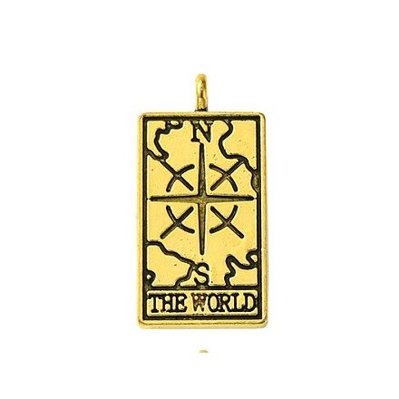 Arany Színű The World Világ (9) Tarot Kártya Medál 26x13mm