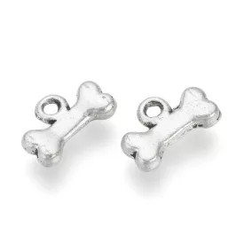 Ezüst Színű (3) Kutya Csont Kutyacsont Medál 7x11mm