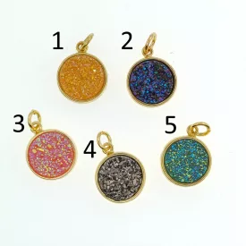 Arany Színű (3) Műgyanta Druzy Medál 18x15mm