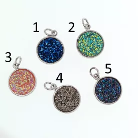 Ezüst Színű (4) Műgyanta Druzy Medál 18x15mm