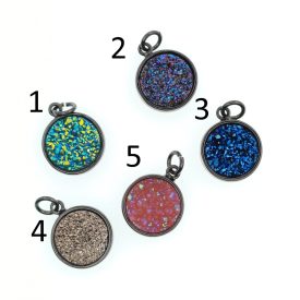 Fekete Színű (2) Műgyanta Druzy Medál 18x15mm