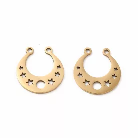   Arany Színű Nemesacél Csillag Hold Patkó Medál 16,5x10mm