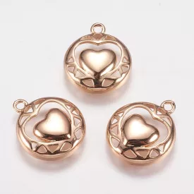 Rózsaarany Színű Szív Medál 17,5x14,5mm