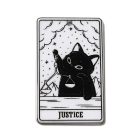 Fekete Fehér Színű Akril Műanyag (4) Justice Igazság Macska Cica Tarot Kártya Medál 39x24mm