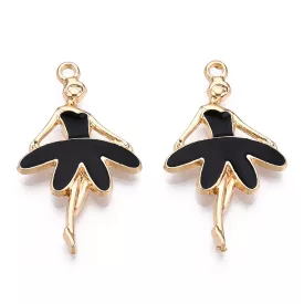   Arany Színű Fekete Tűzzománc Balerina Táncos Medál 30,5x18mm