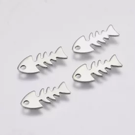   Ezüst Színű Nemesacél Halszálka Nyaklánc Medál 17,5x7,5mm
