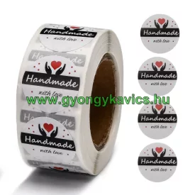   Szeretettel Kézzel Készült Handmade With Love (54) Matrica Kerek 25mm (500db)