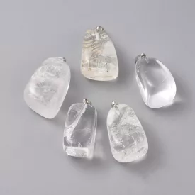   Hegyikristály Ásvány Medál Ezüst Színű Akasztóval 23-30x13x22x12-20mm