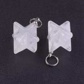 Hegyikristály Merkaba Csillag Ásvány Medál 12,5x12,5mm