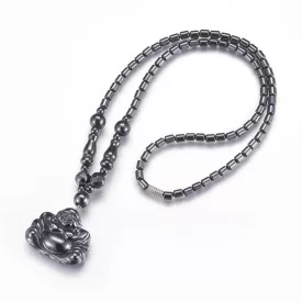 Hematit Buddha Budha Medál Nyaklánc 50cm