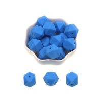 Kék (15) Hexaéder Szilikon Gyöngy 14mm