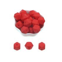 Piros (8) Hexaéder Szilikon Gyöngy 18mm