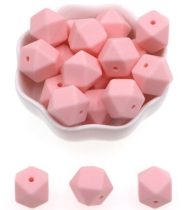 Rózsaszín (4) Hexaéder Szilikon Gyöngy 17mm