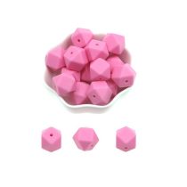Rózsaszín (21) Hexaéder Szilikon Gyöngy 15mm