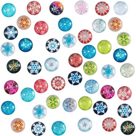 Hópehely Karácsonyi Mintás Kaboson 12mm