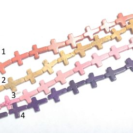 Howlit Kereszt Lila (4) Ásványgyöngy 17x12x4mm