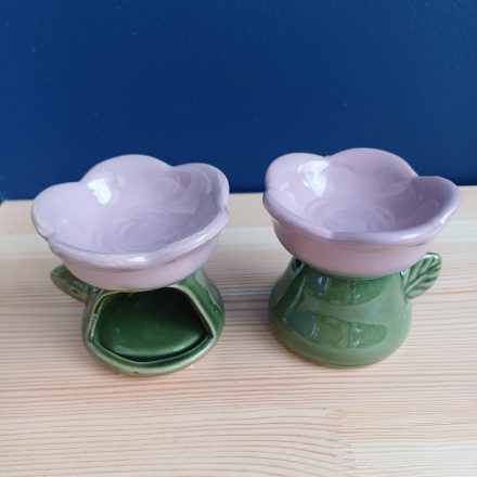 Illóolaj Párologtató Mécsesház Aromalámpa Zöld Lila Virág 7cm