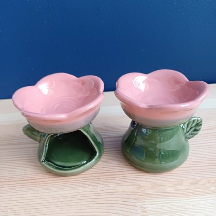 Illóolaj Párologtató Mécsesház Aromalámpa Zöld Rózsaszín Virág 7cm