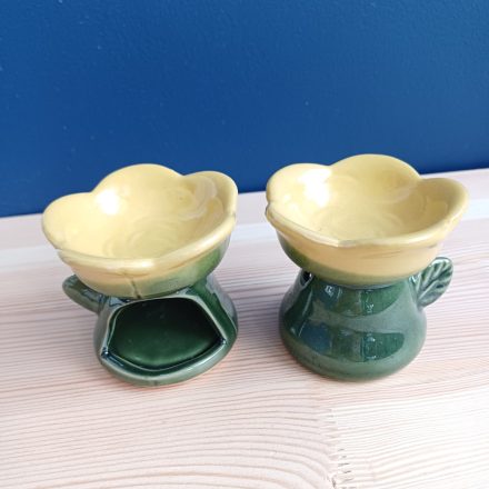 Illóolaj Párologtató Mécsesház Aromalámpa Zöld Sárga Virág 7cm