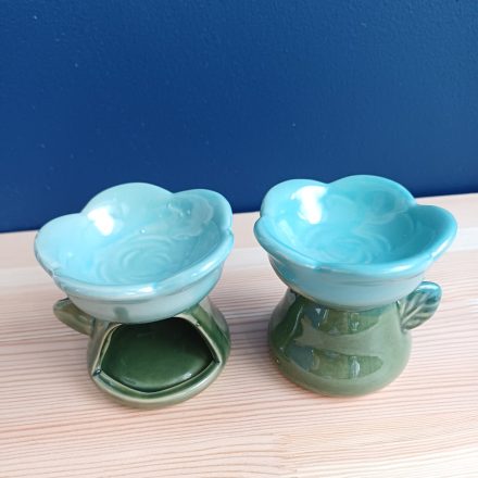 Illóolaj Párologtató Mécsesház Aromalámpa Zöld Türkizkék Virág 7cm