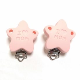   Rózsaszín (3) I Love Mom Szeretem Az Anyukámat Szilikon Csillag Csipesz 40x52mm