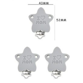   Szürke (1) I Love Mom Szeretem Az Anyukámat Szilikon Csillag Csipesz 40x52mm