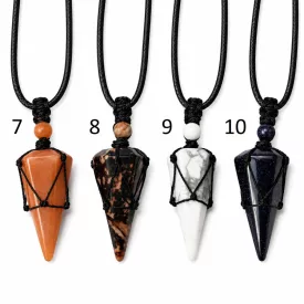   Howlit (9) Ásvány Inga Pendulum Medál Fekete Kord Nyaklánc (Inga: 37x17mm, Állítható Hossz: ~0-76cm)