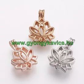   Lótuszvirág Angyalhívó (2) Ezüst Színű Medál Nyaklánc 20x14x9mm
