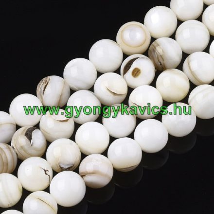 Fehér Kagyló Gyöngy 7mm
