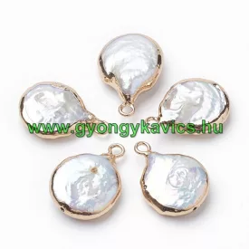   Kagyló Medál Fülbevaló Alap Aranyozott Keretben 16-22x4-8mm