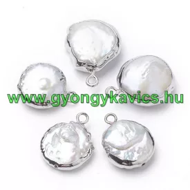   Kagyló Medál (2) Fülbevaló Alap Ezüst Színű Keretben 16-22x4-8mm