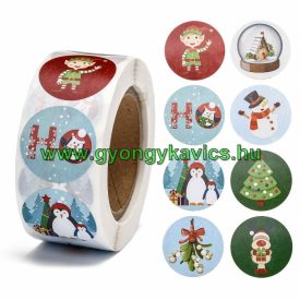 Karácsonyi (13) Matrica Kerek 25mm (500db)