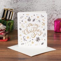   Karácsonyi Merry Christmas Üdvözlőkártya Borítékkal 9,7x11,3cm