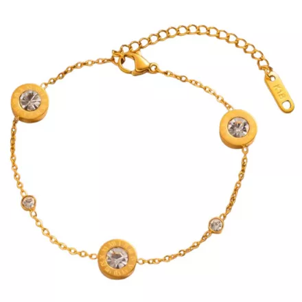 Arany Színű Nemesacél Cirkónia Strasszos "12 Hónap" Karlánc