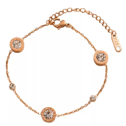 Rózsaarany Színű Nemesacél Cirkónia Strasszos "12 Hónap" Karlánc
