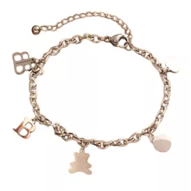 Ezüst Színű Nemesacél B Betű Maci Szív Karlánc