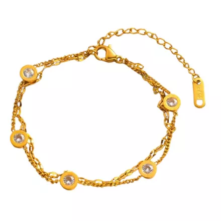 Arany Színű Nemesacél Cirkónia Strasszos "12 Hónap" Karlánc