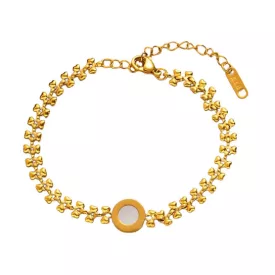 Arany Színű Nemesacél Gyöngyház Berakásos Karlánc