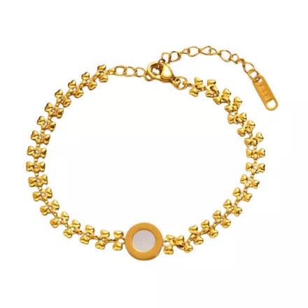 Arany Színű Nemesacél Gyöngyház Berakásos Karlánc