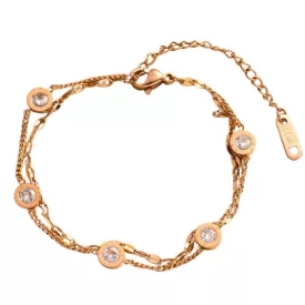   Rózsaarany Rose Gold Színű Nemesacél Cirkónia Strasszos "12 Hónap" Karlánc