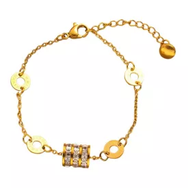   Arany Színű Nemesacél Cirkónia Strasszos "12 Hónap" Karlánc