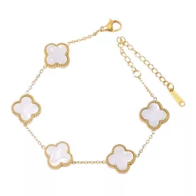 Arany Fehér Színű Gyöngyház Lóhere Karlánc