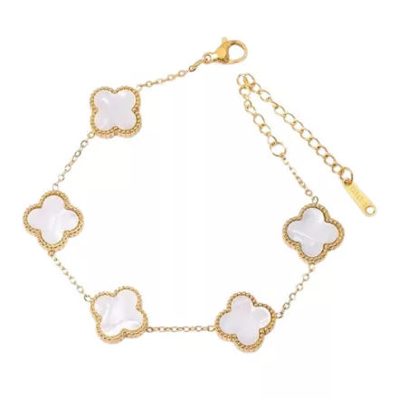 Arany Fehér Színű Gyöngyház Lóhere Karlánc