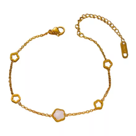 Arany-Fehér Színű Gyöngyház Lóhere Karlánc