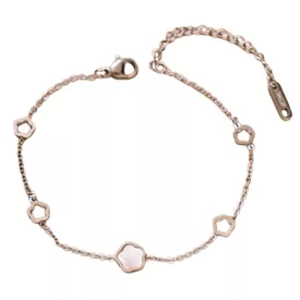 Ezüst-Fehér Színű Gyöngyház Lóhere Karlánc