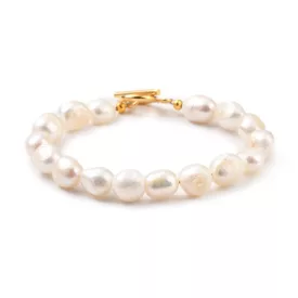 Arany Színű Tenyésztett Kagyló Keshi Gyöngy Karlánc